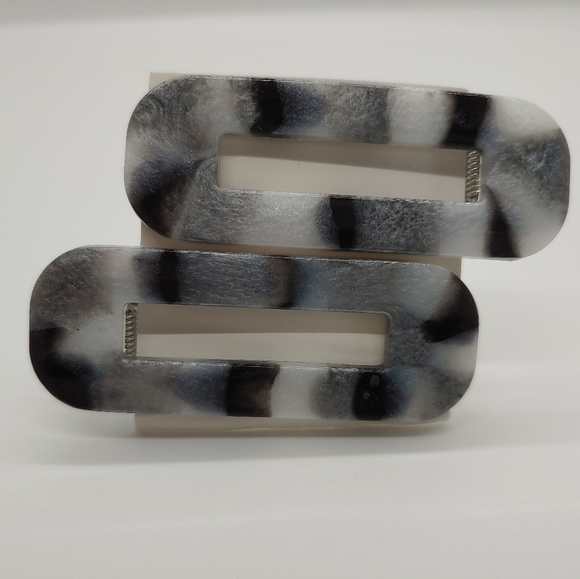 Hand Crafted Accessories - Barrettes Set of 2 Black, Silver and White